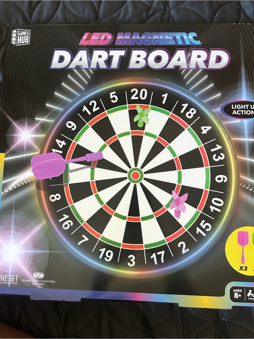 Source Unknown LED Magnetic Dart Board - Purple and Green Accents